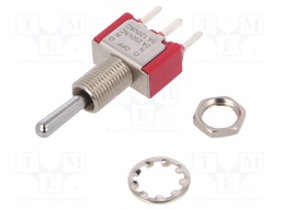 Switch: toggle; Pos: 3; SP3T; (ON)-OFF-(ON); 5A/120VAC; 5A/28VDC