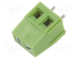 PCB terminal block; angled 90°; 5mm; ways: 2; on PCBs; terminal