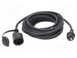 Extension lead; 3G1.5mm2; with flap; Sockets: 1; PUR; black; 40m