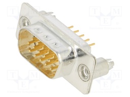 D-Sub HD; PIN: 15; socket; male; on PCBs,PCB snap; straight; THT