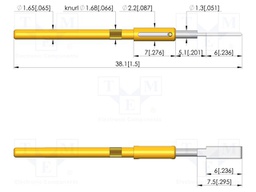 Test needle; Spring compression: 4mm; 5mm; 5A; steel; Ø: 2mm; flat