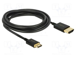 Cable; HDMI plug,mini HDMI plug; Len: 3m; black; 36AWG; Core: Cu