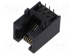 Socket; RJ12; PIN: 6; Layout: 6p6c; on PCBs,PCB snap; THT