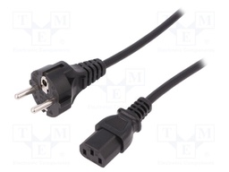 Cable; CEE 7/7 (E/F) plug,IEC C13 female; 1.2m; black; 10A; 250V