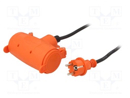 Extension lead; 3x1.5mm2; double; Sockets: 2; rubber; black; 20m