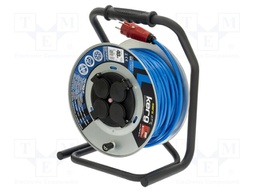 Extension lead; reel; Sockets: 4; PUR; blue; 3x1,5mm2; 40m; 16A