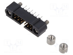 6+6 Pos. Male DIL Vertical Throughboard Conn. Jackscrews