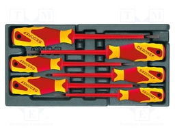 Kit: screwdrivers; in a foam tray; Pozidriv®,slot; tool trolley
