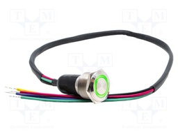 Switch: vandal resistant; SPDT; 3A/250VAC; IP67; ON-(ON); green; 3V