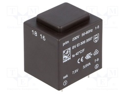 Transformer: encapsulated; 3.6VA; 230VAC; 7.5V; 480mA; 135g