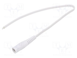 Cable; wires,DC 5,5/2,5 socket; straight; 0.35mm2; white; 0.25m