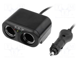 Cigarette lighter splitter; car lighter socket x2; 10A; black