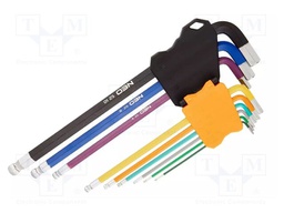 Wrenches set; hex key,spherical; 9pcs.
