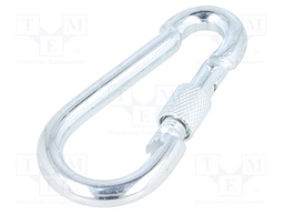 Snap hook; steel; for rope; 80mm; zinc; Size: 8mm; with protection
