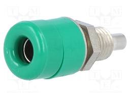 Socket; 4mm banana; 16A; 60VDC; Cutout: Ø8.1mm; green; insulated