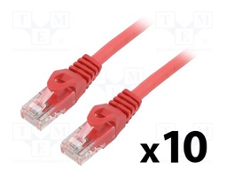 Patch cord; U/UTP; 6; stranded; CCA; PVC; red; 2m; 26AWG; Cores: 8