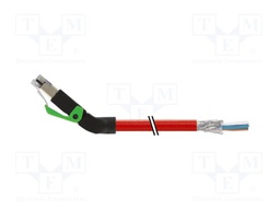 Patch cord; wires,RJ45 up angled plug; 5e; stranded; Cu; PUR; red