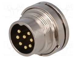 Connector: M16; male; for panel mounting,front side nut; IP67