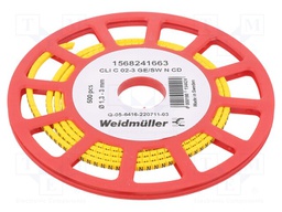Markers for cables and wires; 1.3÷3mm; PVC; yellow; -30÷80°C