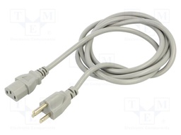 Cable; 3x0.75mm2; IEC C13 female,NEMA 5-15 (B) plug; PVC; 1.8m