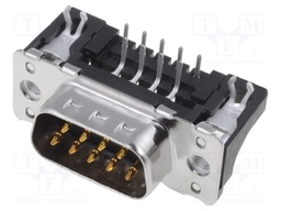 D-Sub; PIN: 9; socket; male; low profile,PCB snap-in; angled 90°