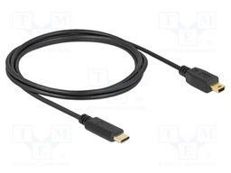 Cable; USB 2.0; USB B mini plug,USB C plug; gold-plated; 2m