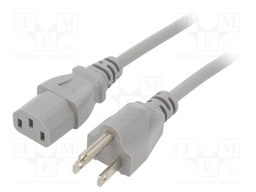 Cable; 3x18AWG; IEC C13 female,NEMA 5-15 (B) plug; PVC; 2m; grey