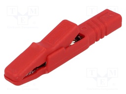 Crocodile clip; 25A; red; Grip capac: max.9.5mm; Socket size: 4mm