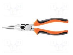 Pliers; straight,half-rounded nose,universal,elongated; 200mm
