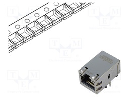 Socket; RJ45; MXMag; PIN: 8; shielded,with LED; gold-plated; THT
