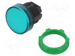 Indicator: control lamp; flat; green; Cutout: Ø22mm; IP66