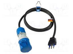 Extension lead; 3G1.5mm2; Sockets: 1; rubber; black; 1.5m; 16A