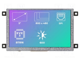 Display: TFT; 5"; 800x480; Illumin: LED; Dim: 121.5x76.6x7.43mm