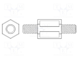 Screwed spacer sleeve; hexagonal; polyamide; M3; L: 5mm