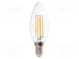 LED lamp; white warm; E14; 220÷240VAC; 600lm; P: 6W; 300°; 3000K