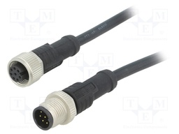 Cable: for sensors/automation; PIN: 8; M12-M12; 1m; plug; plug; 30V