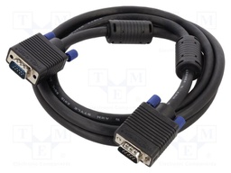 Cable; D-Sub 15pin plug,both sides; 2m; black; 28AWG; black