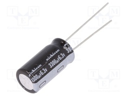 Capacitor: electrolytic; THT; 3300uF; 6.3VDC; Ø10x20mm; Pitch: 5mm