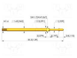 Test needle; Spring compression: 4mm; 5mm; 8A; CuBe; gold-plated
