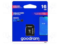 Memory card; SD HC Micro; 16GB; Read: 100MB/s; Write: 10MB/s; UHS I