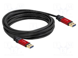 Cable; USB A plug,both sides; gold-plated; 5m; black; Cu; metal