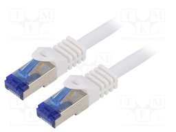 Patch cord; S/FTP; 6a; stranded; Cu; LSZH; white; 7.5m; 26AWG