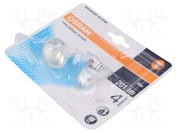 Filament lamp: halogen; 12VAC; 20W; GU4; 205lm; 36°; Pcs: 2