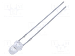 LED; 3mm; red; 1380÷3000mcd; 30°; Front: convex; Pitch: 2.54mm