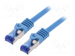 Patch cord; S/FTP; 6a; stranded; Cu; LSZH; blue; 15m; 26AWG; -20÷75°C