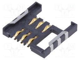 Connector: for cards; SIM; without ejector; SMT; gold flash; PIN: 6