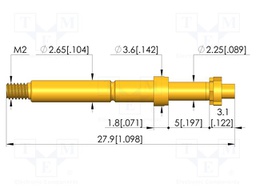 Test needle; Spring compression: 4mm; 5mm; 8A; CuBe; gold-plated