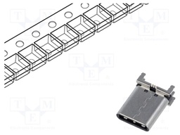 Connector: USB C; CX; SMT; PIN: 24; socket; on PCBs; vertical; 5A