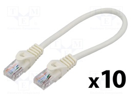 Patch cord; U/UTP; 5e; stranded; CCA; PVC; white; 0.25m; 26AWG