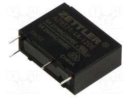 Relay: electromagnetic; SPST-NO; Ucoil: 12VDC; 5A; 5A/250VAC; PCB
